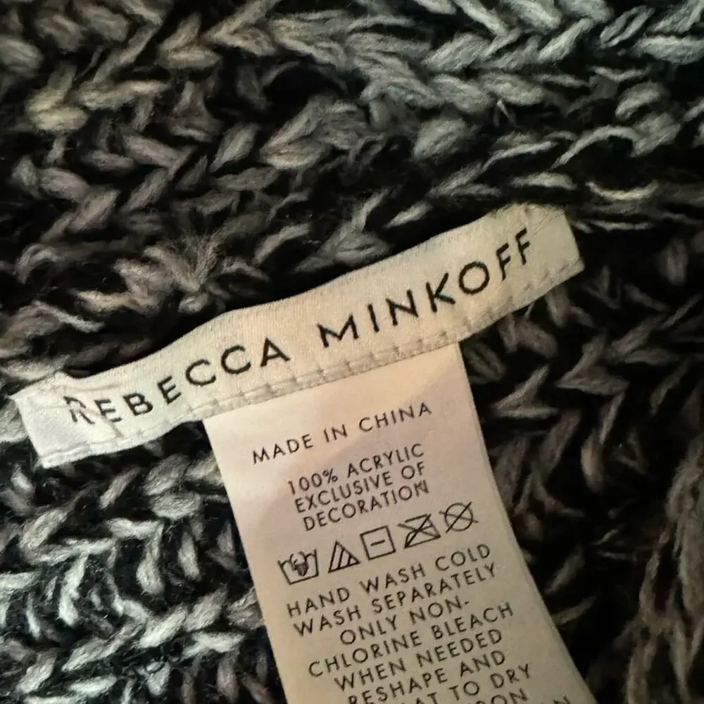 Rebecca Minkoff Black & White Marled Knit Pom Beanie One Size